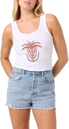 O'Neill Palm Sun Cotton Graphic Tank in White at Nordstrom, Size Xx-Large