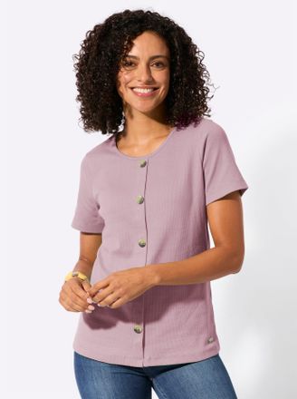 Casual Looks Rundhalsshirt CASUAL LOOKS Rundhals-Shirt, Damen, Gr. 36, mauve, 95% Baumwolle, 5% Elasthan, unifarben, Rundhals, Shirts Rundhalsshirt