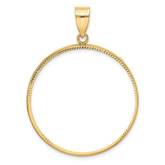 Diamond2Deal 14k Yellow Gold and Diamond-cut 32.7mm Prong Coin Bezel Pendant