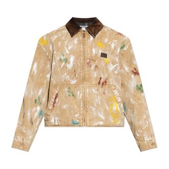 Moschino Denim Jackets, male, Beige, Size: L Vintage-effect Denim Jacket