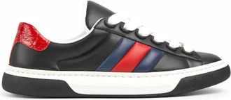 Gucci Ace Low-Top Sneakers - Heren - Sneakers - Zwart - 40 EU - Leer - Schoenen