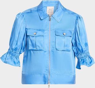 Cinq &agrave; Sept Holly Short-Sleeve Sateen Jacket