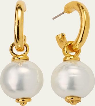 Ben-Amun Monah Gold Hoop Earrings with Faux Pearl Drops