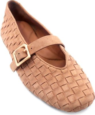 Gentle Souls Winifred Woven Mary Jane Flat in Camel Suede at Nordstrom, Size 10