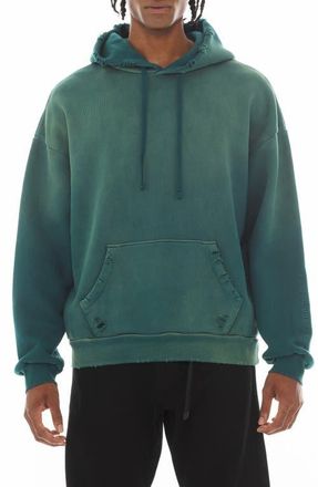 Cult of Individuality Core Distressed French Terry Pullover Hoodie in Bayberry at Nordstrom, Size Xx-Large