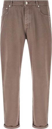 Brunello Cucinelli Brown Straight Flat Front Pants