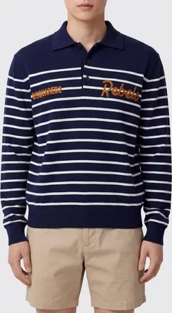 Dsquared2 Polo in maglia a righe relaxed fit con maniche lunghe