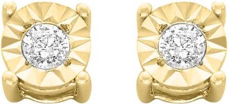 House of Brilliance 10k Yellow-Gold Plated Sterling Silver 1/10ct. TDW Round-Cut Diamond Miracle-Plated Stud Earrings (J-K,I3)