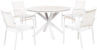Beliani Garden Dining Set 4 Seater MALETTO/BUSSETO Metal White