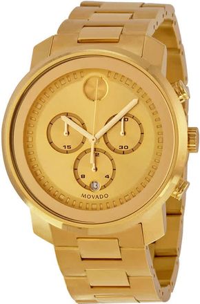 Movado Bold Champagne Dial Yellow Gold Ion-plated Mens Watch 3600278