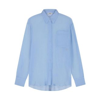 Olaf Hussein Textured Oversized Shirt - Dames - Blouses & Shirts - Blauw - Maat: XL