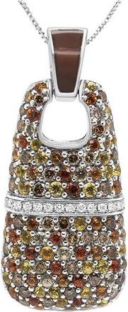 House of Brilliance Haus Of Brilliance Colorful Gemstones Silver 1.83 Ct. Tw. Diamond & Sapphire Pendant Necklace