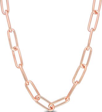 Amour 6mm Paperclip Chain Necklace In Rose Plated Sterling Silver, 18 In