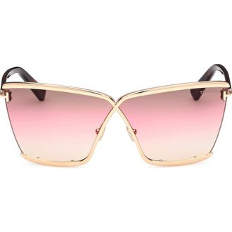 Tom Ford Elle 71mm Gradient Square Sunglasses in Shiny Rose Gold /Brown at Nordstrom Rack