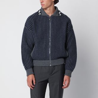 Versace Cardigan con zip grigio scuro in lana