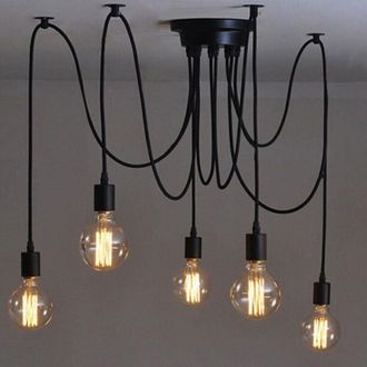 OEM L&aacute;mpara Colgante Moderna Industrial Ajustable 2m Metal Jaula 5 Brazos (sin Bombilla)