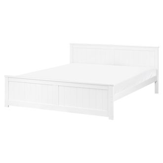 Beliani Cama Con Somier De Madera De Pino Mdf Minimalista Escandinavo 160 X 200 Cm Blanco Sabran