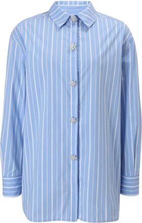 BERENICE Dames, Blouses & Shirts, Blauw, Maat: M Katoen