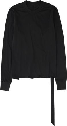 Rick Owens Black Long-Sleeve Asymmetrical Cotton T-Shirt