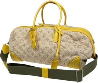 Louis Vuitton Pre-owned Handbags, female, Yellow, Size: ONE SIZE Pre-owned Vintage Monogram Denim Shoulder Bag