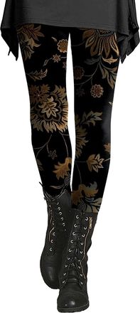 Generic FNKDOR Womens Leggings for Women UK Plus Size Floral Print Leggings Soft Gym Leggings Long Yoga Pants N Thermal Leggings Pj for Women Ladies High Wais