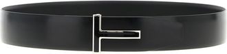 Tom Ford Black Shiny Solid Belt