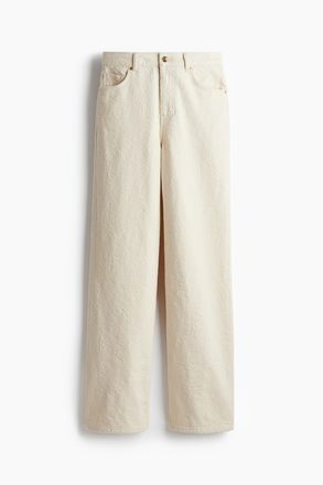 H&M Wide High Jeans - Cremefarben