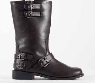 Asos Asher - Stivali biker bassi a pianta larga marrone brunito