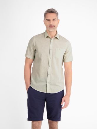 Lerros Kurzarmhemd LERROS LERROS Halbarmhemd mit Leinenanteil, unifarben, Herren, Gr. XXL, Normalgr&ouml;ssen, weiss (bone wei&szlig;), 80% Baumwolle, 20% Leinen, Hemde