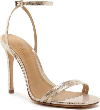 Schutz Womens Altina Leather Sandal In Platina Lizard