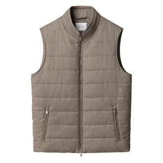 Eton Wool Flannel Zip Vest - male - Eton - Waistcoats - Brown - S - Jackets