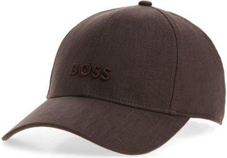 BOSS Zed Embroidered Logo Adjustable Baseball Cap in Dark Brown at Nordstrom