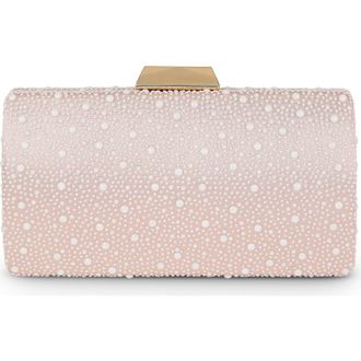 Badgley Mischka Avery Cabochon Bead Minaudiere in Champagne at Nordstrom, Size Small