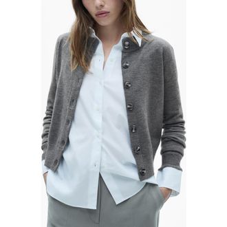 Mango Crewneck Cardigan in Dark Heather Grey at Nordstrom, Size X-Small