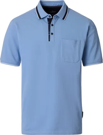 Casamoda blauwe polo met zwarte omlijning Casa Moda korte mouw