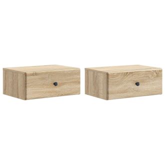 vidaXL Mesita De Noche De Pared 2 Pcs Roble Sonoma 49 X 34,5 X 20 Cm Vidaxl