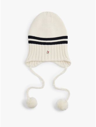 Tommy Hilfiger Womens Tommy Girl Chunky Knit Pom Beanie - White