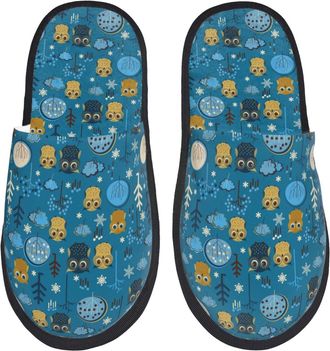 Generic Hotel Slippers Cute Colorful Owls And Trees Unisex Slipper Soft Anti-Slide Slipper For Guest Room Men Holiday L