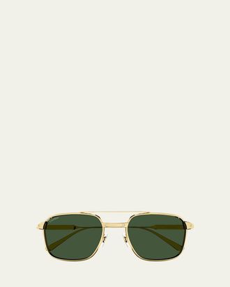 Cartier Mens CT0610S-002 Double-Bridge Titanium Aviator Sunglasses