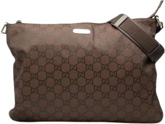Gucci Pre-owned Vintage Crossbody Bag - Dames - Vintage Schoudertas - Bruin - ONE Size - Nylon - Vintage