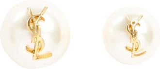 Saint Laurent Monogram Parel Oorbellen - Dames - Oorbellen - Beige - ONE Size - Accessoires