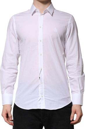Dolce & Gabbana White Martini Long Sleeves Men Formal Shirt Cotton