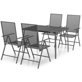 Berkfield Home 5 Piece Garden Dining Set Anthracite Steel in Black