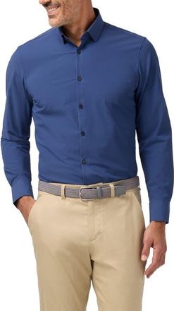 Mizzen+Main Leeward Trim Fit Plaid Performance Button-Up Shirt in Midnight Navy Levi Plaid at Nordstrom, Size Xx-Large