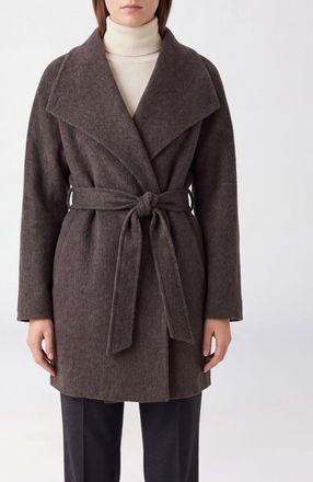 Eleh Cappotto a vestaglia al ginocchio in lana e cammello con cintura