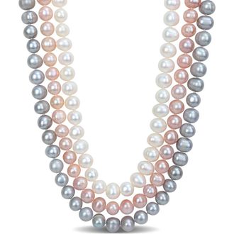 Delmar Triple Strand Multicolor Freshwater Pearl Necklace in White Multicolor at Nordstrom Rack