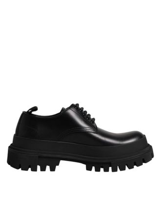 Dolce & Gabbana Black Leather Lace Up Derby Men Dress Mens Shoes
