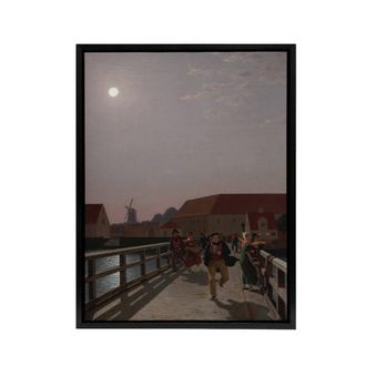 Artery8 CW Eckersberg Langebro Copenhagen in Moonlight Framed Canvas Art Print | Size: W24 x H32