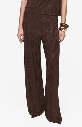 Mango Floral Jacquard Wide Leg Pants in Brown at Nordstrom Rack, Size Medium
