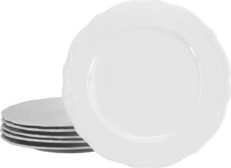 Elama Henryi 6 Piece 10.6 Inch Porcelain Dinner Plate Set in White at Nordstrom